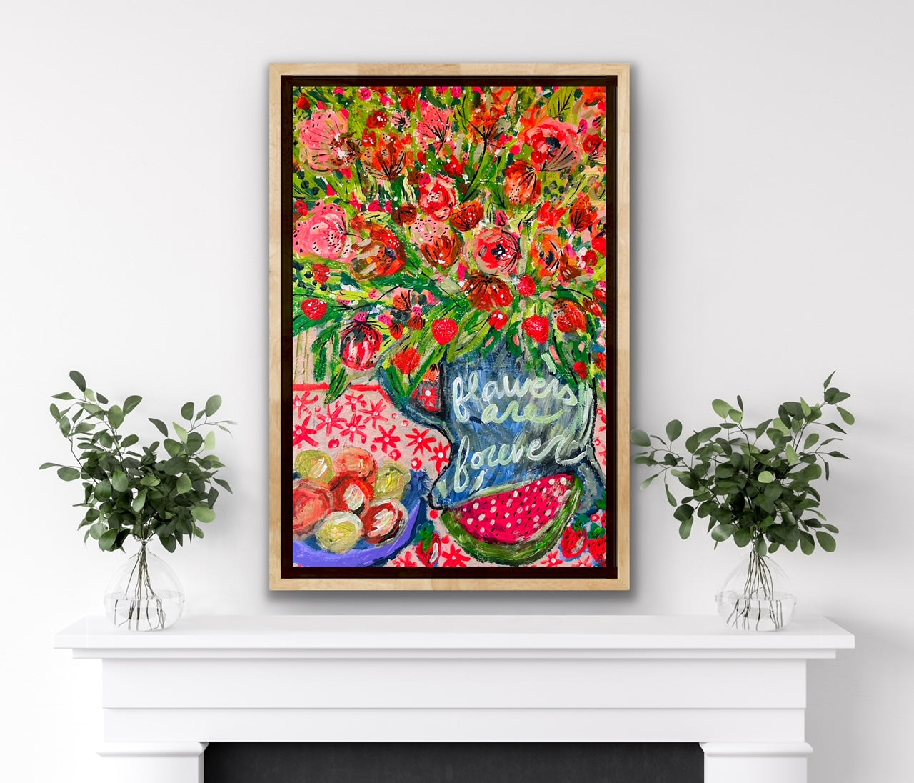 "Fruit + Flowers" Original Painting on Gallery Wrapped Canvas