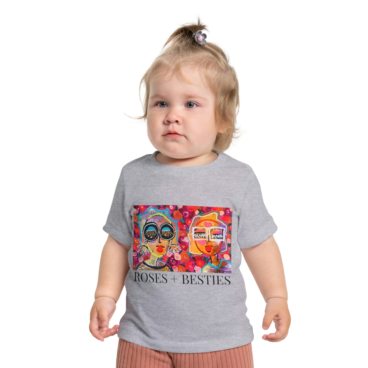 "ROSES + BESTIES" GIRL TALK ART Baby Short Sleeve T-Shirt