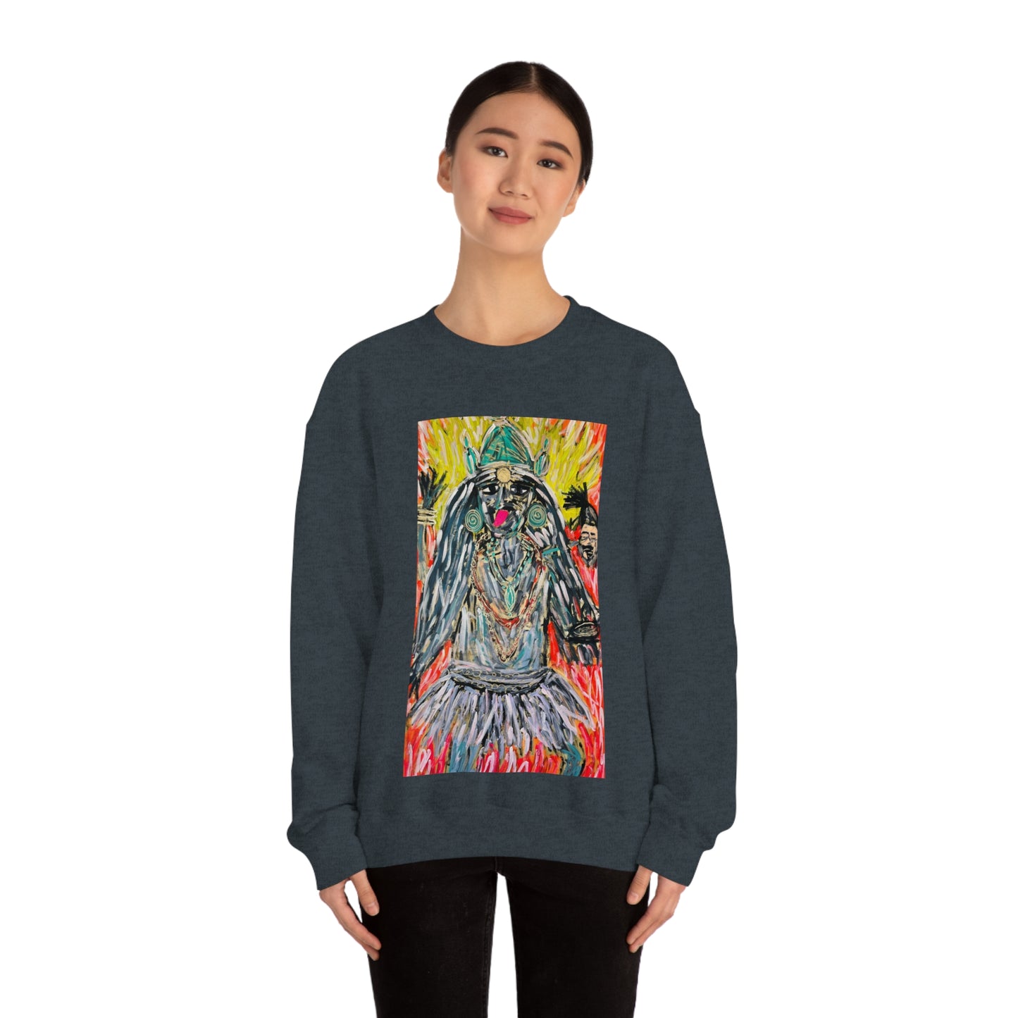 Hindu Goddess Kali Unisex Heavy Bled Crewneck Sweatshirt