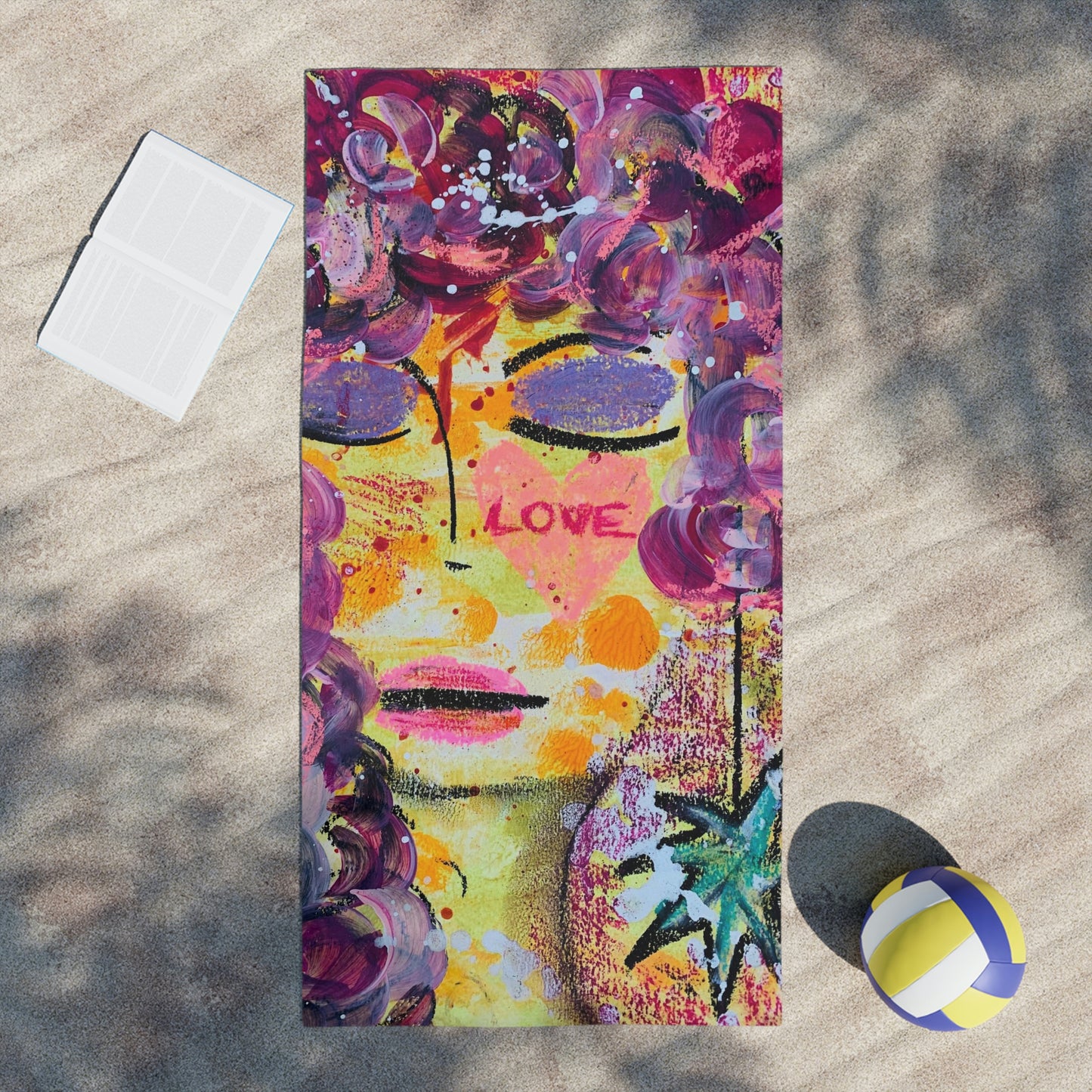 Love + Daydreaming Girl Talk Art Beach Towel