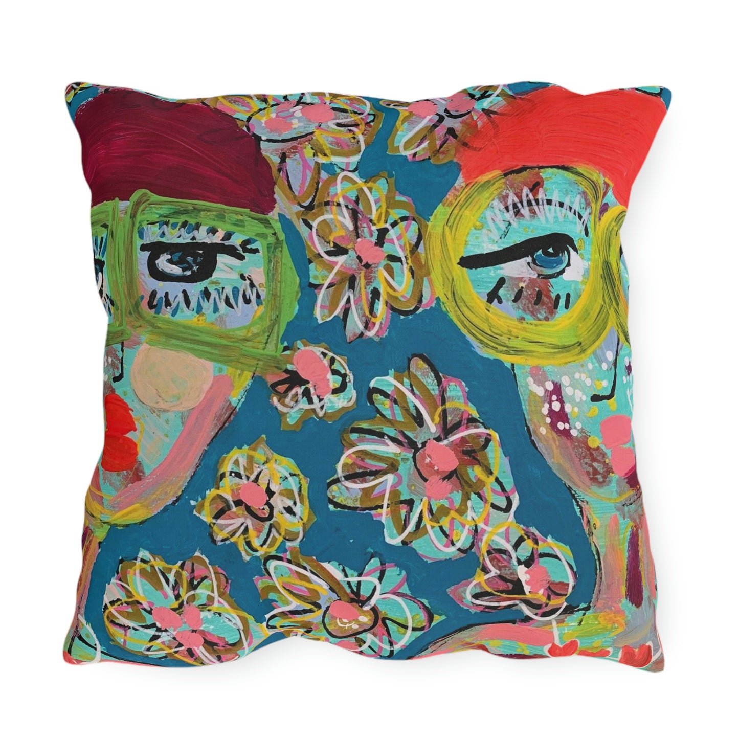 Girl Talk Art Outdoor Pillows