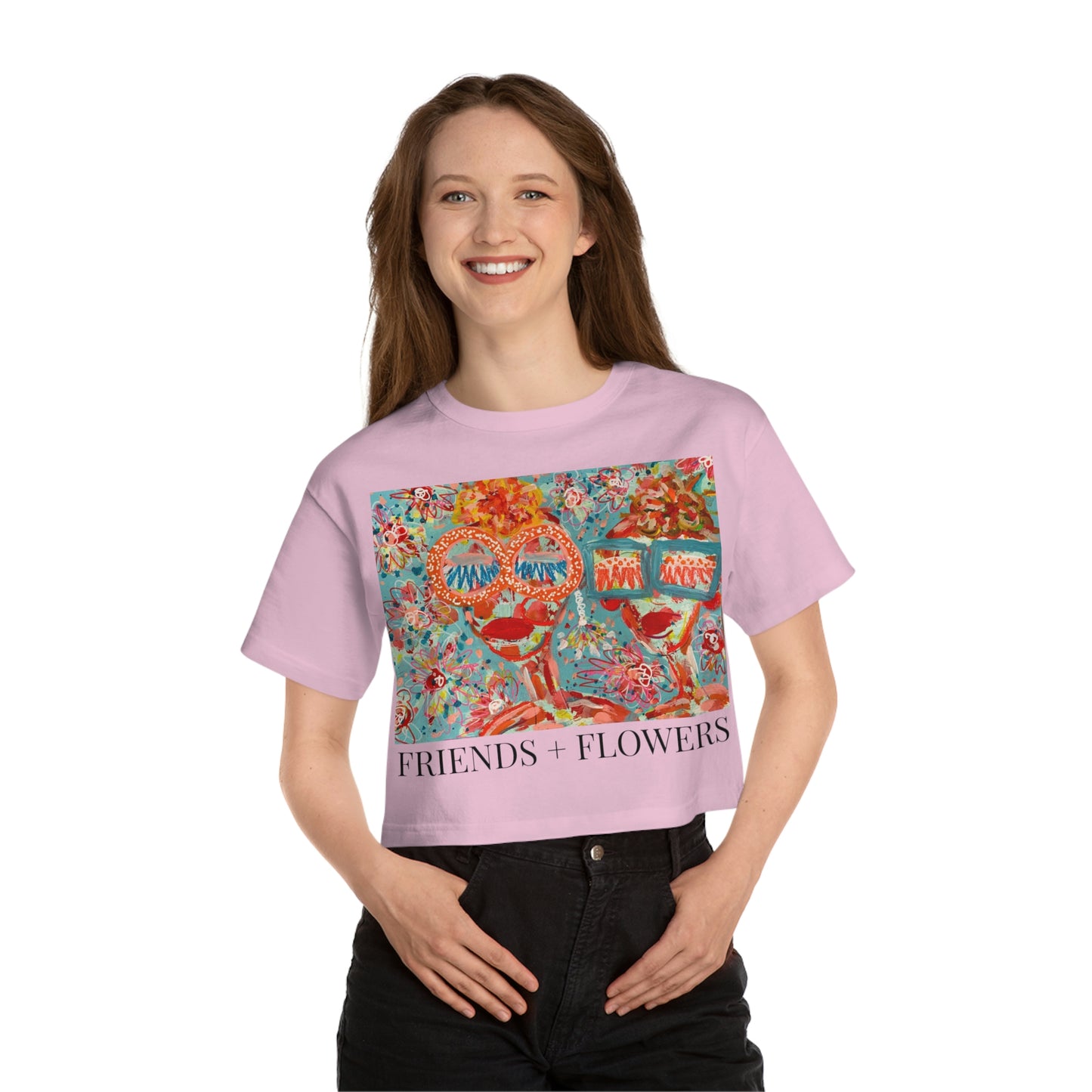 "FRIENDS + FLOWERS" Champion Women's Heritage Cropped T-Shirt