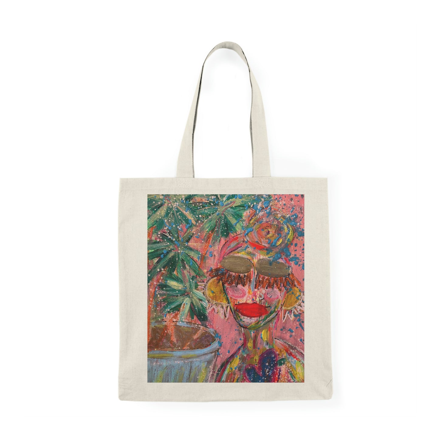 "Palm Tree Dreaming" Double Sided GIRL TALK ORIGINAL ART SERIES Natural Tote Bag