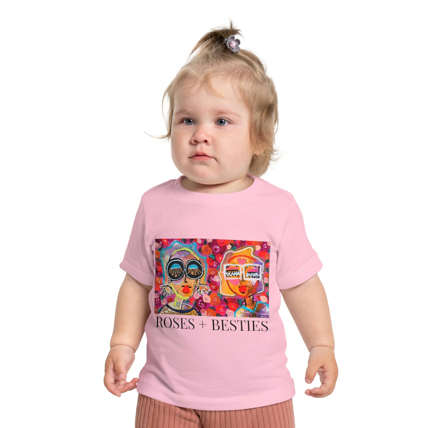 "ROSES + BESTIES" GIRL TALK ART Baby Short Sleeve T-Shirt