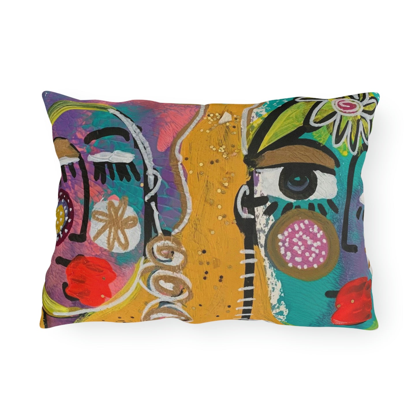 Girl Talk Art Outdoor Pillows