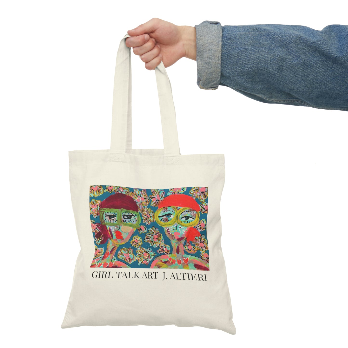 "Palm Tree Dreaming" Double Sided GIRL TALK ORIGINAL ART SERIES Natural Tote Bag