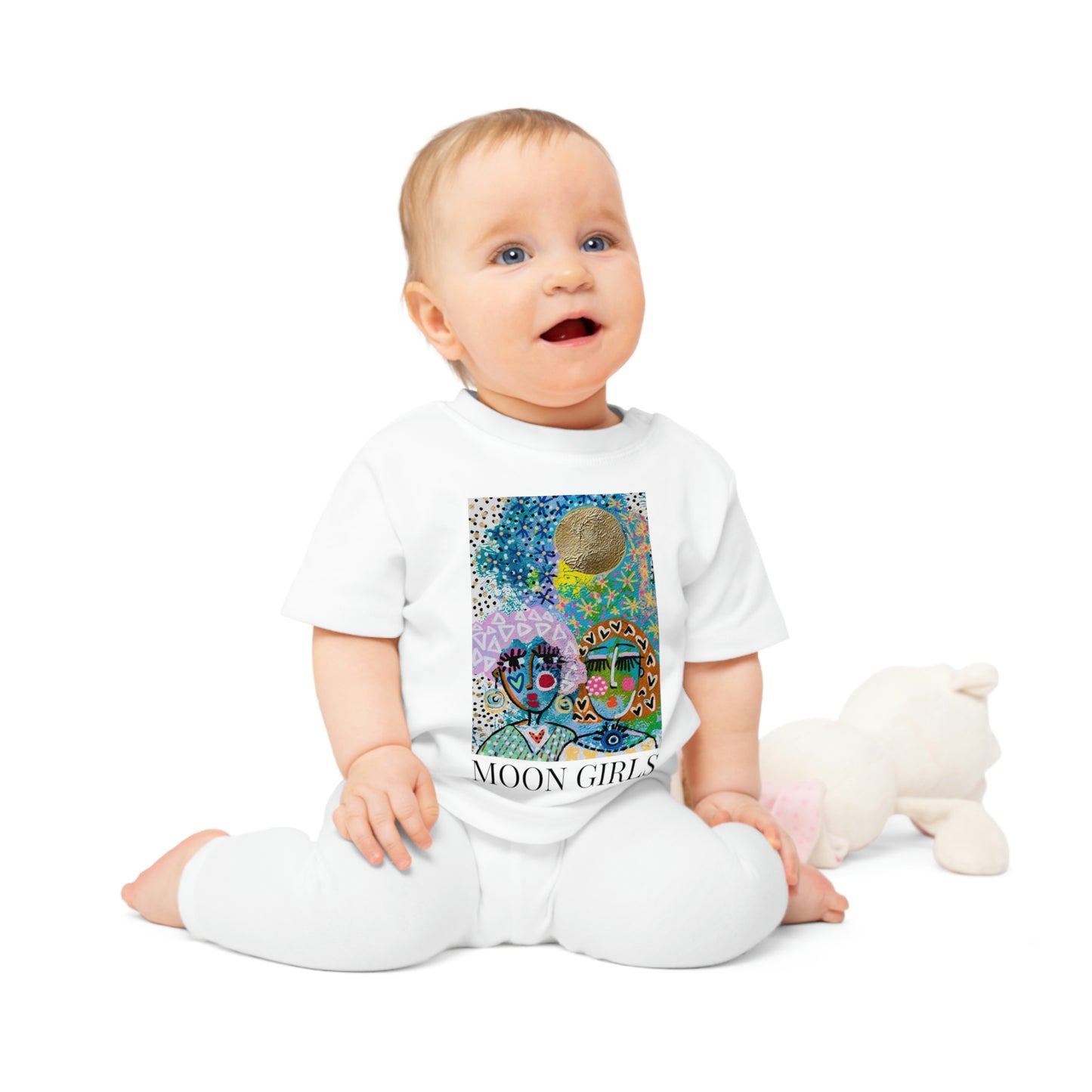 "MOON GIRLS" Girl Talk Art Baby T-Shirt