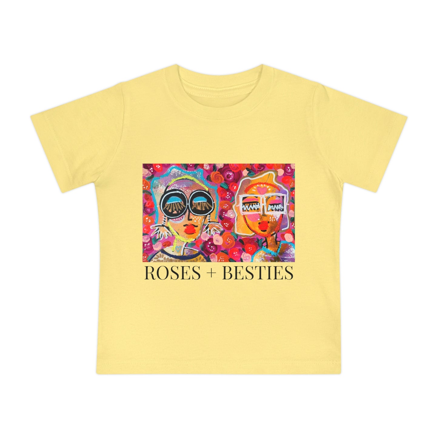 "ROSES + BESTIES" GIRL TALK ART Baby Short Sleeve T-Shirt