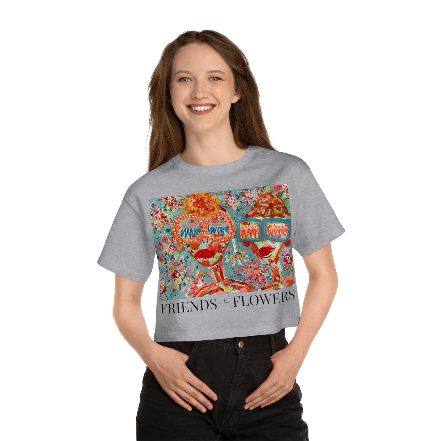 "FRIENDS + FLOWERS" Champion Women's Heritage Cropped T-Shirt