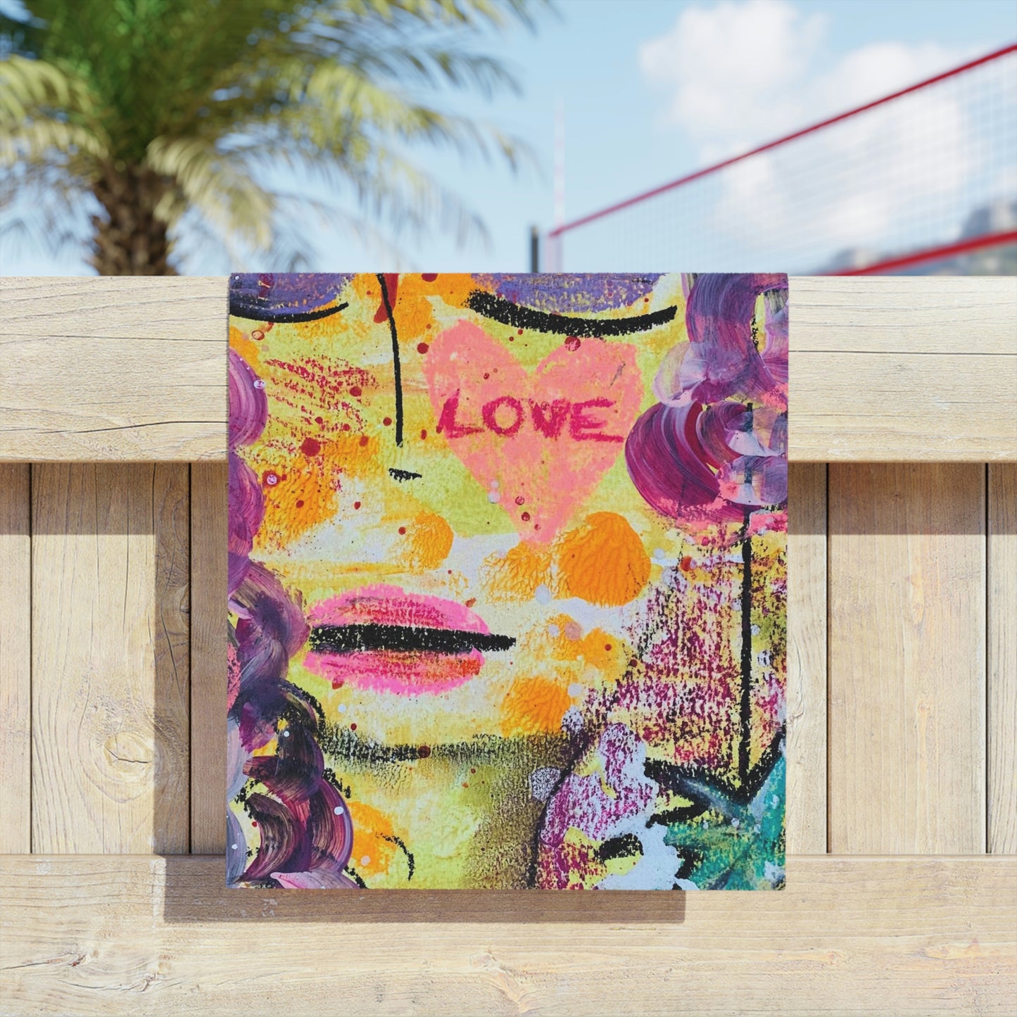 Love + Daydreaming Girl Talk Art Beach Towel