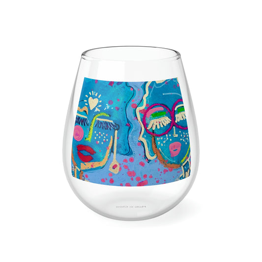 "MAGICAL CHATS" Girl Talk Art Stemless Wine Glass