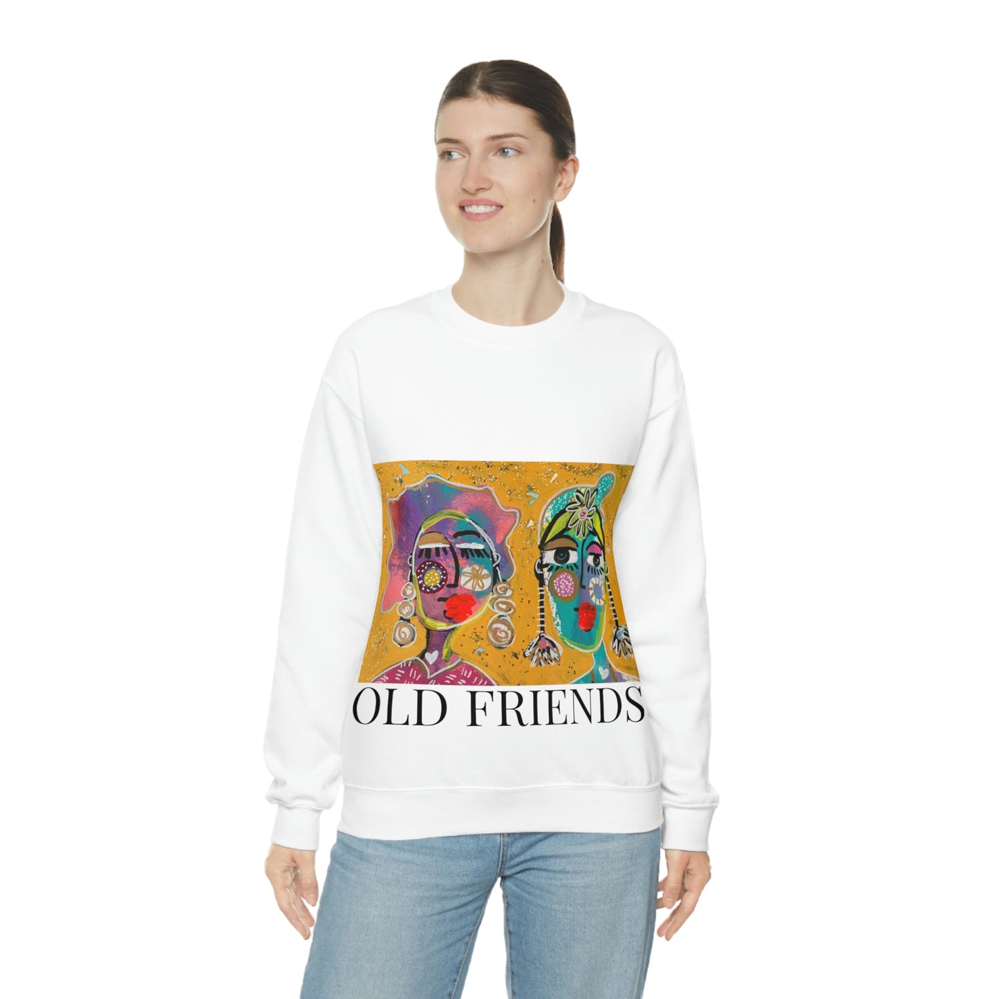 "OLD FRIENDS" Girl Talk Art Series Unisex Heavy Blend Crewneck Sweatshirt