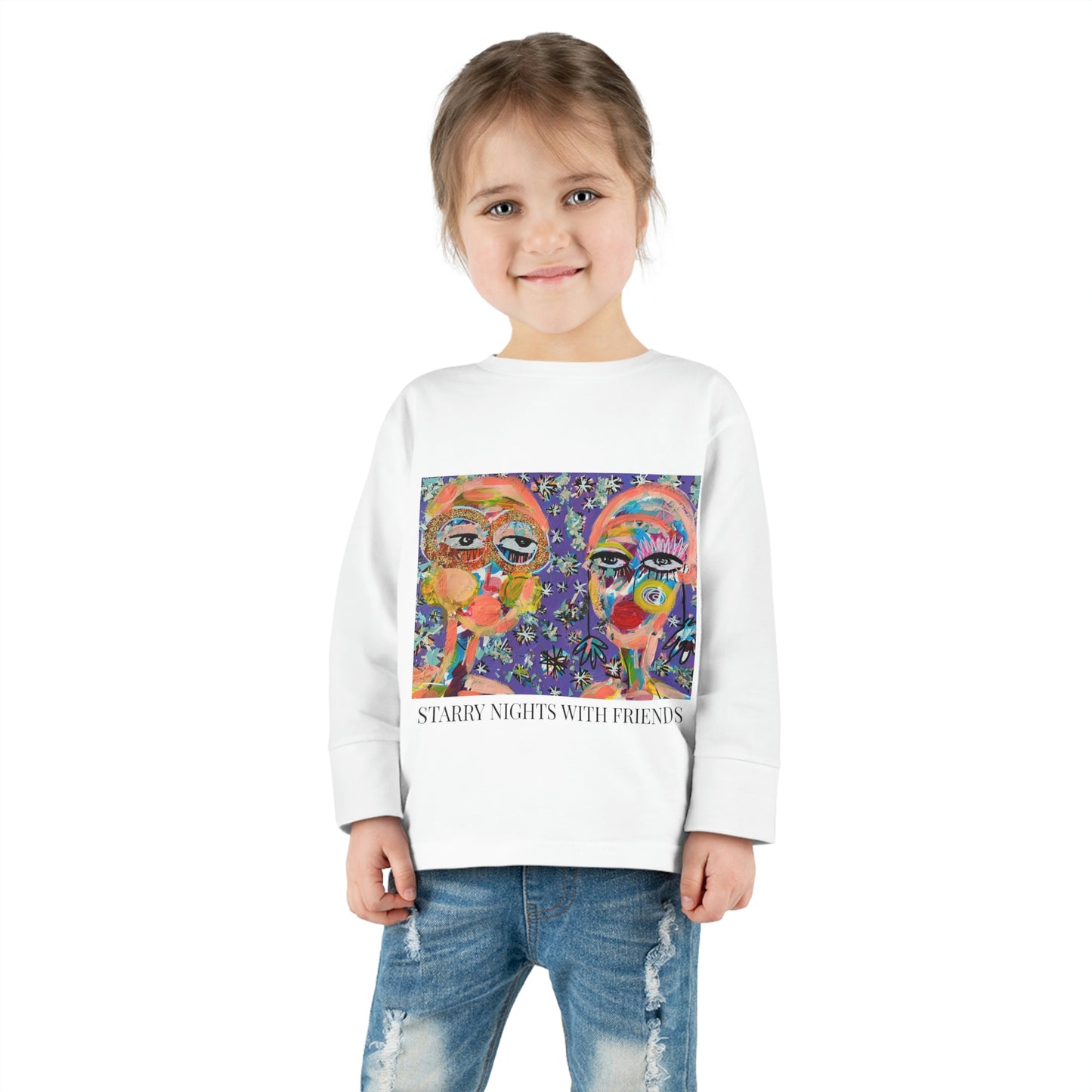 "STARRY NIGHTS WITH FRIENDS"  GIRL TALK ART Toddler Long Sleeve Tee