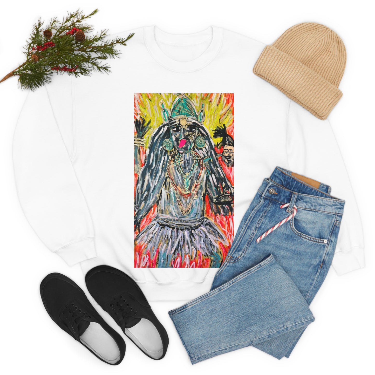 Hindu Goddess Kali Unisex Heavy Bled Crewneck Sweatshirt