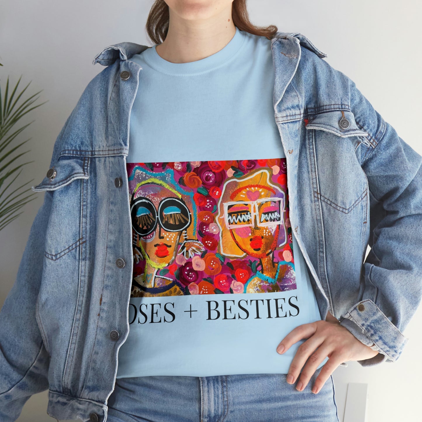 "ROSES + BESTIES" GIRLTALK art series Unisex Heavy Cotton Tee